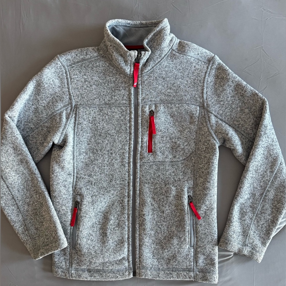 The North Face Kids Gordon Lyons Fleece Jacket Gray with Red Zippers Size Small